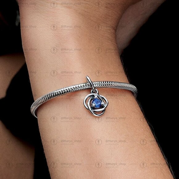 Pandora Blue Eternity Circle Dangle Charm - Picture 4 of 6